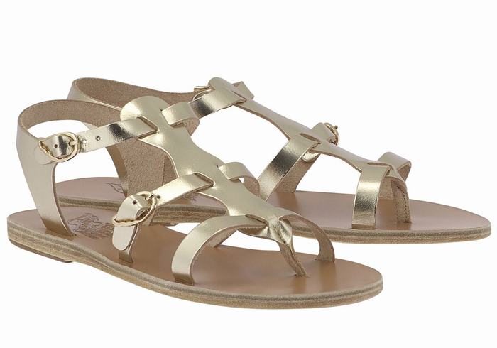 Sandały Casual Damskie Ancient Greek Sandals Grace Kelly Leather Złote Białe | NLU4925VH