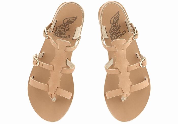 Sandały Casual Damskie Ancient Greek Sandals Grace Kelly Leather Beżowe | CRQ175BN