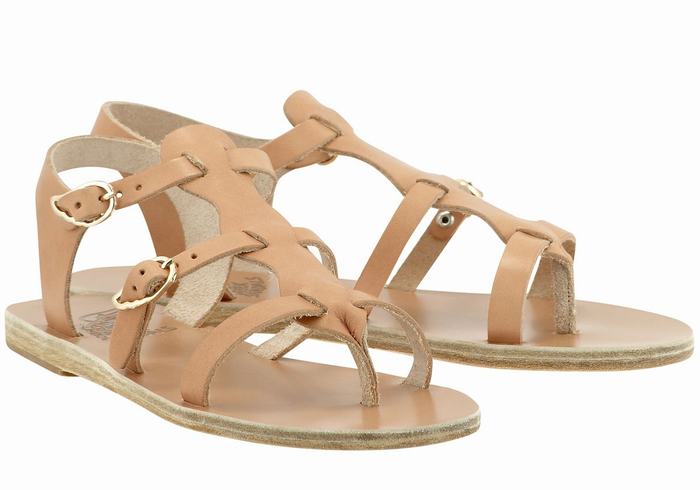 Sandały Casual Damskie Ancient Greek Sandals Grace Kelly Leather Beżowe | CRQ175BN