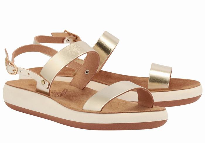 Sandały Casual Damskie Ancient Greek Sandals Clio Comfort Złote Białe | XUJ2917OX