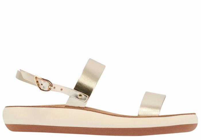 Sandały Casual Damskie Ancient Greek Sandals Clio Comfort Złote Białe | XUJ2917OX