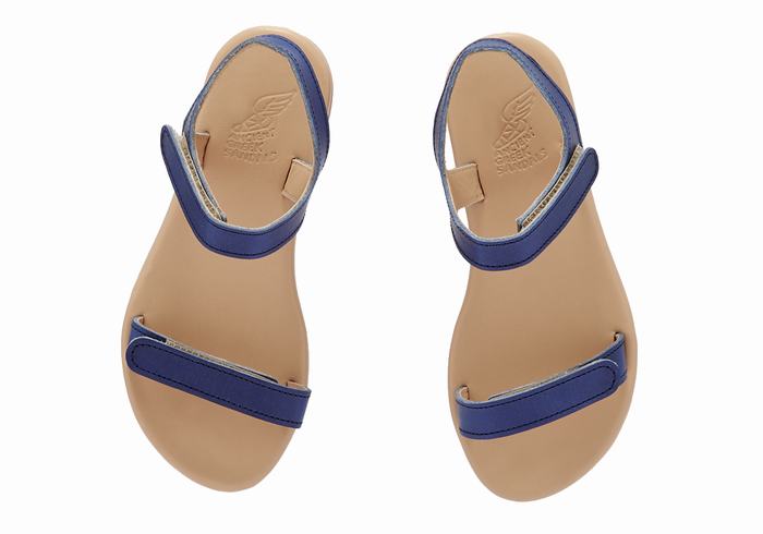 Sandały Casual Dziecięce Ancient Greek Sandals Little Poros Soft Ciemny Niebieskie | MFP3998LS