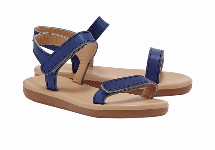 Sandały Casual Dziecięce Ancient Greek Sandals Little Poros Soft Ciemny Niebieskie | MFP3998LS