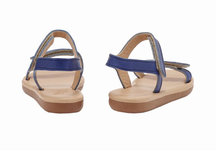 Sandały Casual Dziecięce Ancient Greek Sandals Little Poros Soft Ciemny Niebieskie | MFP3998LS