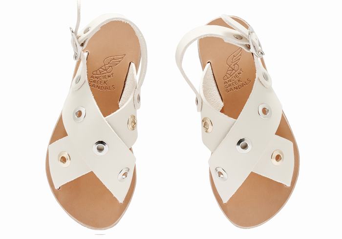 Sandały Casual Dziecięce Ancient Greek Sandals Little Maria Eyelets Soft Białe | KKM9253PP