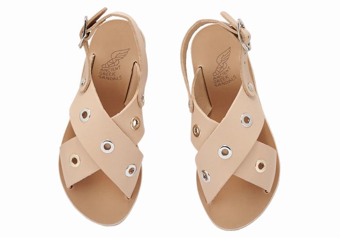 Sandały Casual Dziecięce Ancient Greek Sandals Little Maria Eyelets Soft Beżowe | YBB7091VM