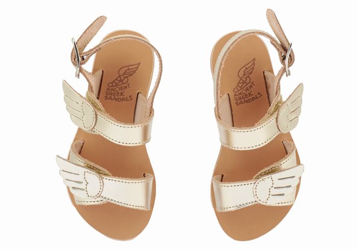 Sandały Casual Dziecięce Ancient Greek Sandals Little Iliada Soft Złote Białe | HHW3846CJ