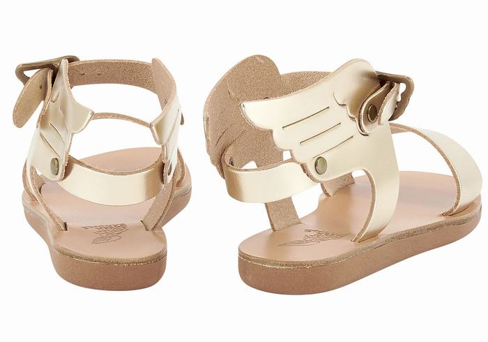 Sandały Casual Dziecięce Ancient Greek Sandals Little Ikaria Soft Złote Białe | PFV6118AS