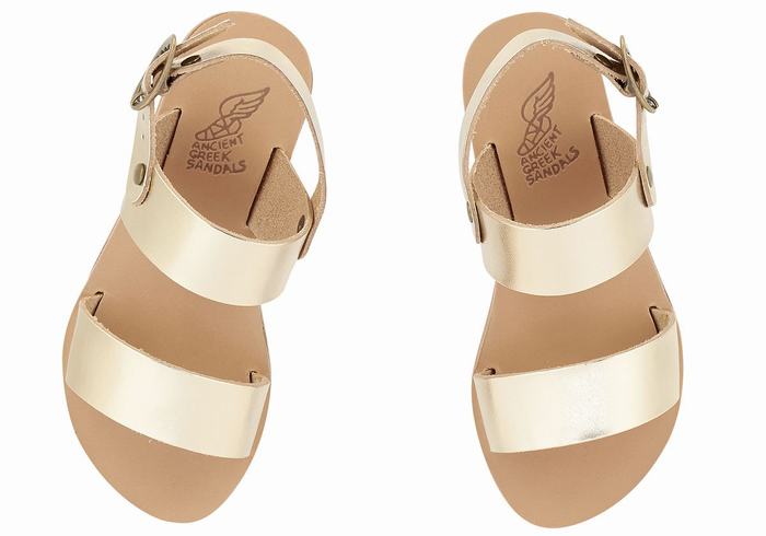 Sandały Casual Dziecięce Ancient Greek Sandals Little Clio Soft Złote Białe | BTS2144CC