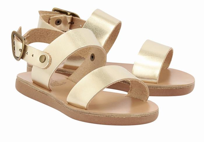 Sandały Casual Dziecięce Ancient Greek Sandals Little Clio Soft Złote Białe | BTS2144CC