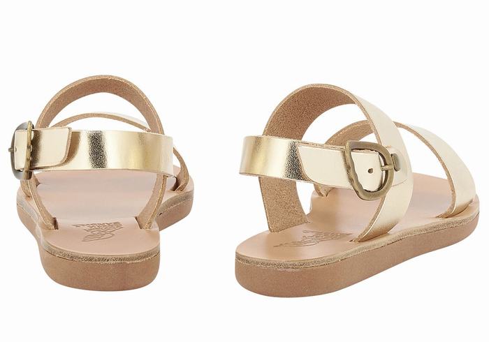 Sandały Casual Dziecięce Ancient Greek Sandals Little Clio Soft Złote Białe | BTS2144CC