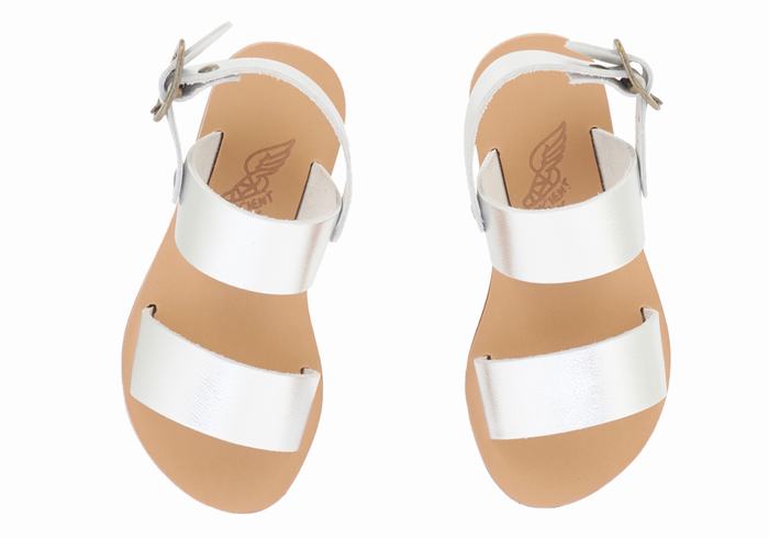 Sandały Casual Dziecięce Ancient Greek Sandals Little Clio Soft Srebrne | AOC8981ZQ