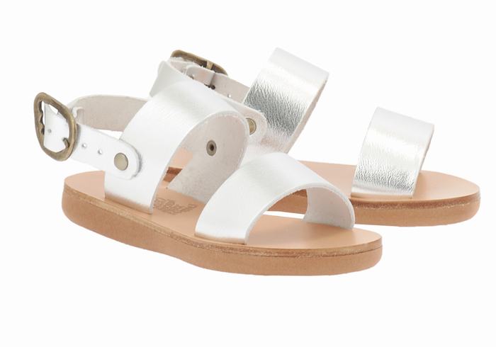 Sandały Casual Dziecięce Ancient Greek Sandals Little Clio Soft Srebrne | AOC8981ZQ