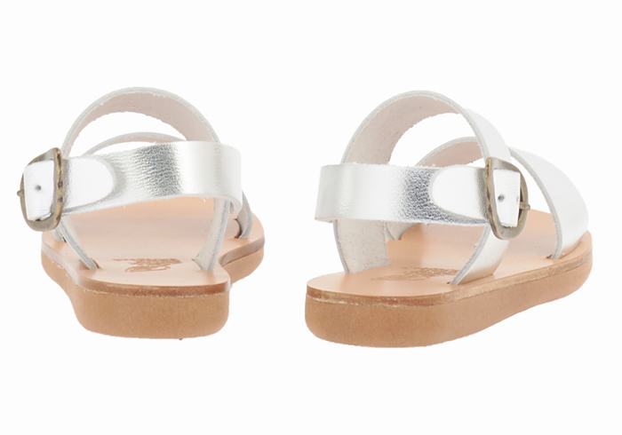 Sandały Casual Dziecięce Ancient Greek Sandals Little Clio Soft Srebrne | AOC8981ZQ