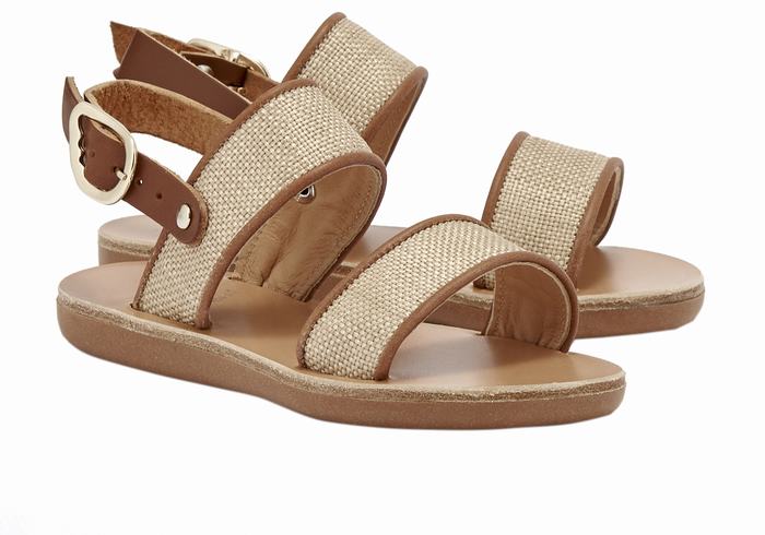 Sandały Casual Dziecięce Ancient Greek Sandals Little Clio Rafia Soft Beżowe Brązowe | KEP1680EZ