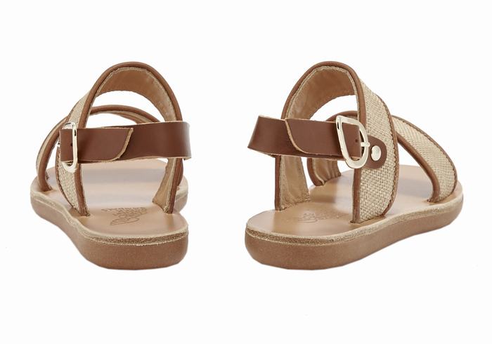 Sandały Casual Dziecięce Ancient Greek Sandals Little Clio Rafia Soft Beżowe Brązowe | KEP1680EZ