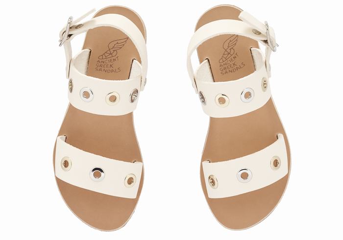 Sandały Casual Dziecięce Ancient Greek Sandals Little Clio Eyelets Soft Białe | VAZ83UN