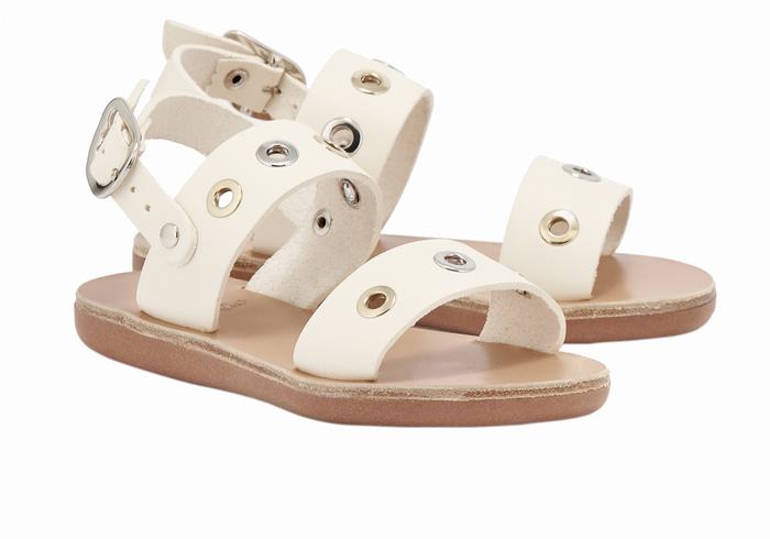 Sandały Casual Dziecięce Ancient Greek Sandals Little Clio Eyelets Soft Białe | VAZ83UN