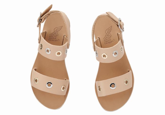 Sandały Casual Dziecięce Ancient Greek Sandals Little Clio Eyelets Soft Beżowe | MLA972LO