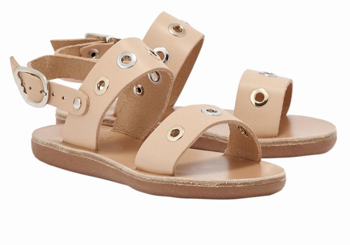 Sandały Casual Dziecięce Ancient Greek Sandals Little Clio Eyelets Soft Beżowe | MLA972LO