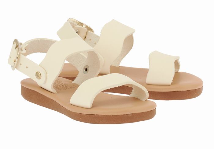 Sandały Casual Dziecięce Ancient Greek Sandals Little Calamos Soft Białe | UVF7389PR