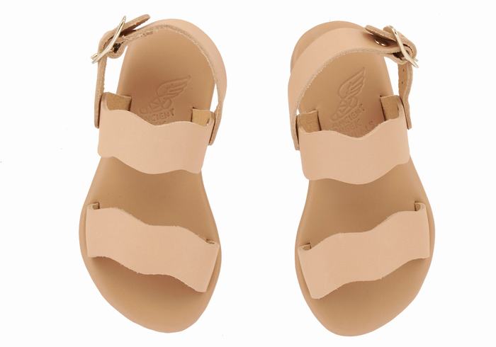 Sandały Casual Dziecięce Ancient Greek Sandals Little Calamos Soft Beżowe | OKA5081ZE