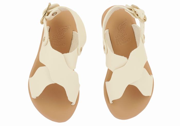 Sandały Casual Dziecięce Ancient Greek Sandals Little Atokos Soft Białe | PBA9638AM