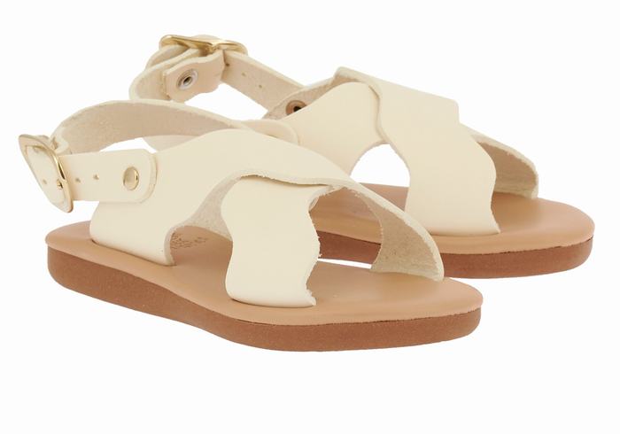 Sandały Casual Dziecięce Ancient Greek Sandals Little Atokos Soft Białe | PBA9638AM