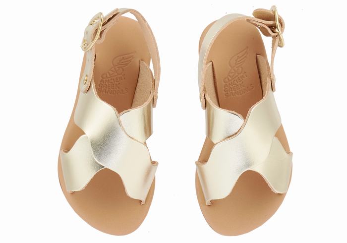 Sandały Casual Dziecięce Ancient Greek Sandals Little Atokos Soft Złote Białe | MIK3580LN