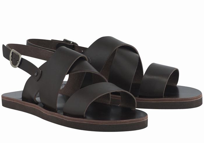 Sandały Casual Męskie Ancient Greek Sandals Miltos Czekolada | SNC1238BM