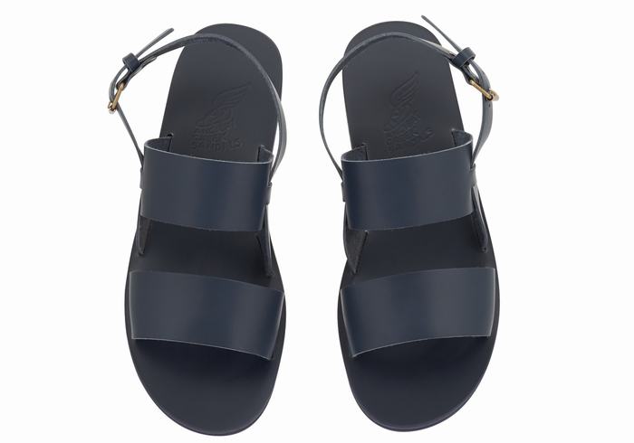 Sandały Casual Męskie Ancient Greek Sandals Irodotos Leather Ciemny Niebieskie | ENO1415SC