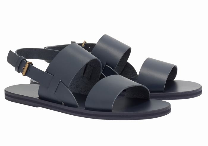 Sandały Casual Męskie Ancient Greek Sandals Irodotos Leather Ciemny Niebieskie | ENO1415SC