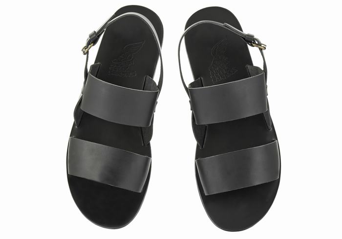 Sandały Casual Męskie Ancient Greek Sandals Irodotos Leather Czarne | QTC314UR