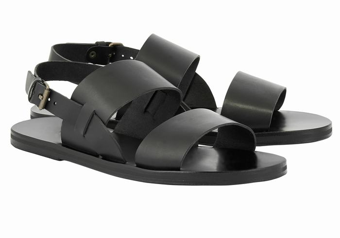 Sandały Casual Męskie Ancient Greek Sandals Irodotos Leather Czarne | QTC314UR