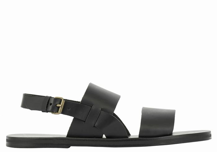 Sandały Casual Męskie Ancient Greek Sandals Irodotos Leather Czarne | QTC314UR