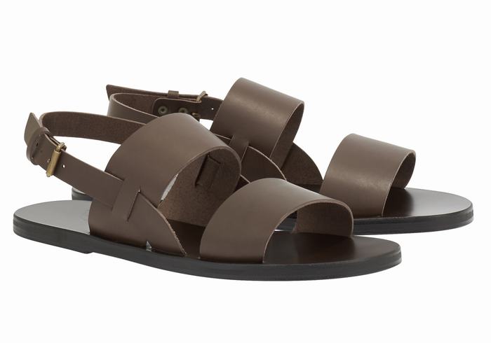 Sandały Casual Męskie Ancient Greek Sandals Irodotos Leather Czekolada | NPI8252JK