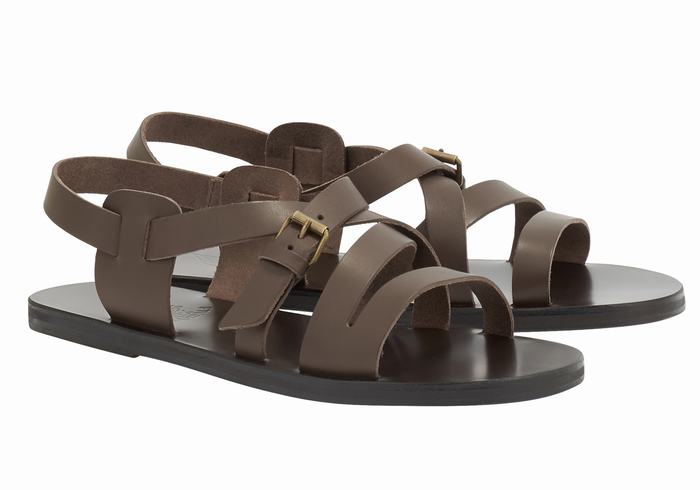 Sandały Casual Męskie Ancient Greek Sandals Hercules Leather Czekolada | JSS4438JV