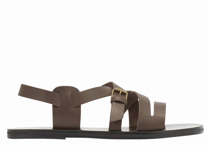 Sandały Casual Męskie Ancient Greek Sandals Hercules Leather Czekolada | JSS4438JV