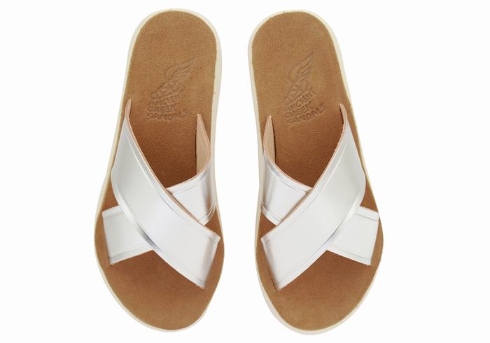 Sandały Do Wsuwania Damskie Ancient Greek Sandals Thais Comfort Srebrne | KRP7856JU