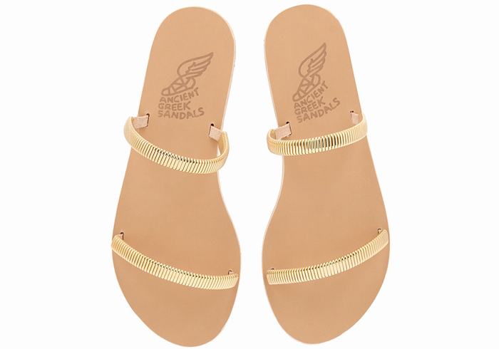 Sandały Do Wsuwania Damskie Ancient Greek Sandals Saita Złote Beżowe | SZR9641LA