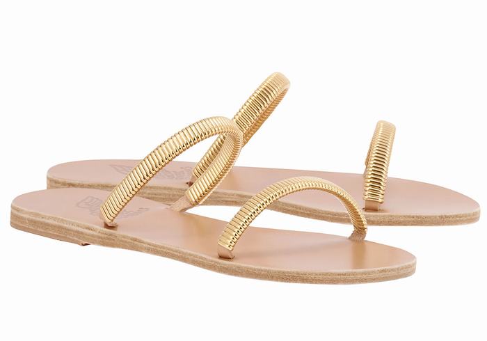 Sandały Do Wsuwania Damskie Ancient Greek Sandals Saita Złote Beżowe | SZR9641LA