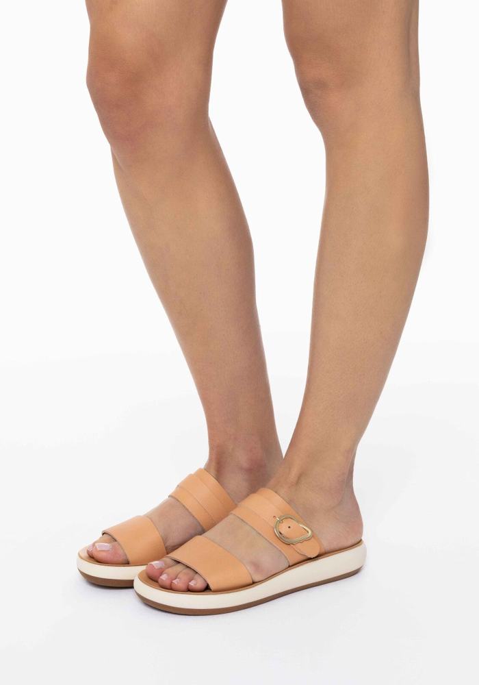 Sandały Do Wsuwania Damskie Ancient Greek Sandals Preveza Comfort Złote Białe | VUW5467SR