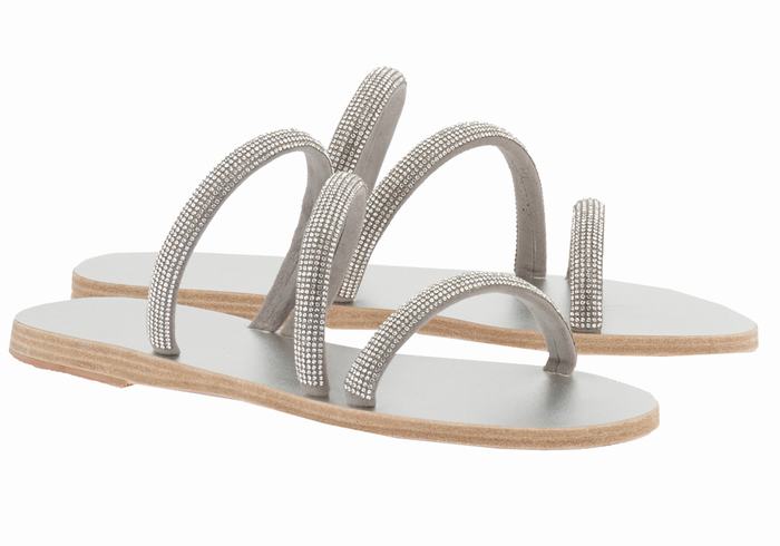 Sandały Do Wsuwania Damskie Ancient Greek Sandals Polytimi Diamante Srebrne | SUJ9431KN