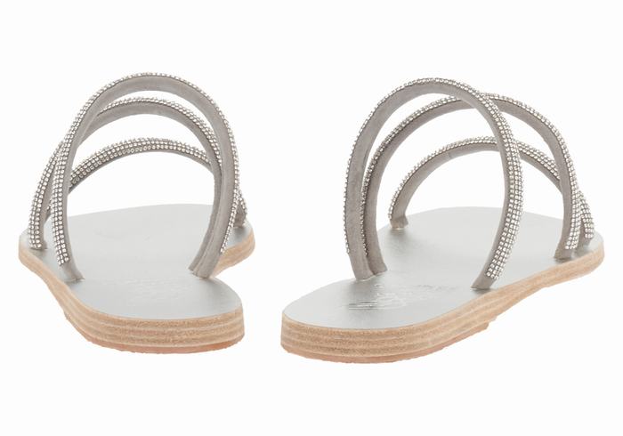 Sandały Do Wsuwania Damskie Ancient Greek Sandals Polytimi Diamante Srebrne | SUJ9431KN