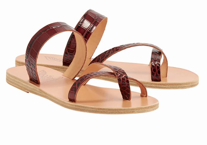 Sandały Do Wsuwania Damskie Ancient Greek Sandals Daphnae Ciemny Czerwone Czarne | TOU8193CY