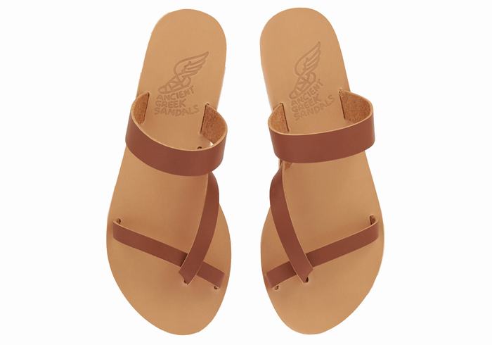 Sandały Do Wsuwania Damskie Ancient Greek Sandals Daphnae Leather Ciemny Brązowe | UCP8229TK