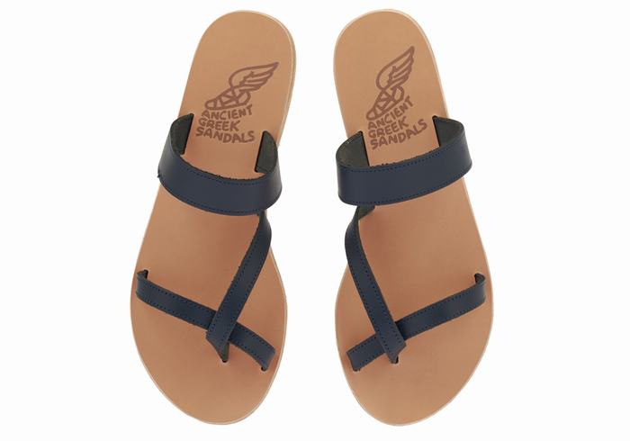 Sandały Do Wsuwania Damskie Ancient Greek Sandals Daphnae Leather Ciemny Niebieskie | LAE9325ZX