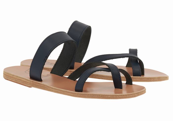 Sandały Do Wsuwania Damskie Ancient Greek Sandals Daphnae Leather Ciemny Niebieskie | LAE9325ZX