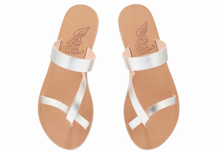 Sandały Do Wsuwania Damskie Ancient Greek Sandals Daphnae Leather Srebrne | IFN122HZ