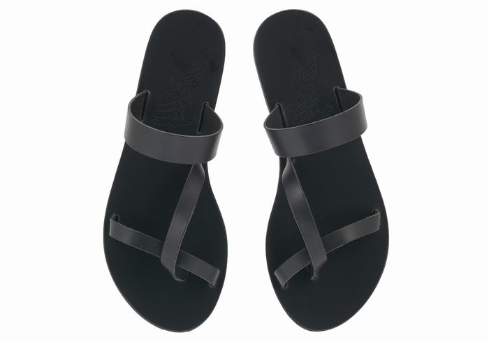 Sandały Do Wsuwania Damskie Ancient Greek Sandals Daphnae Leather Czarne | NYO7150SM